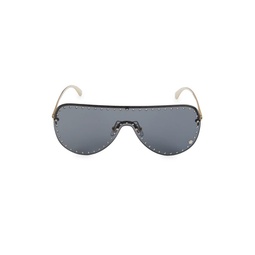 63MM Studded Aviator Shield Sunglasses