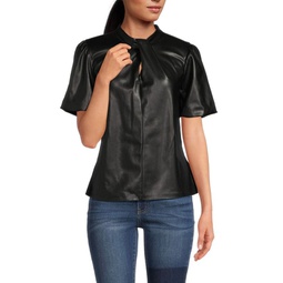 Twisted Faux Leather Top