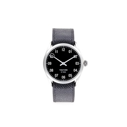 N. 002 38MM Stainless Steel & Leather Strap Watch