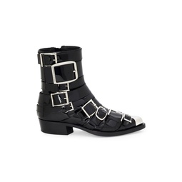 Patent Leather Buckle Boots