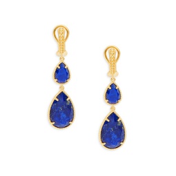 14K Goldplated Sterling Silver & Lapiz Lazuli Drop Earrings