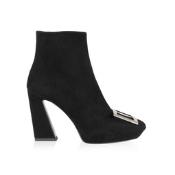 Flare Heel Suede Ankle Boots