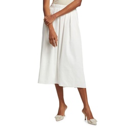 Cascade Linen Blend Midi Skirt