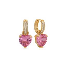 The Luxe Cora Goldtone & Cubic Zirconia Heart Huggie Earrings