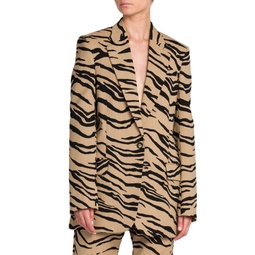 Tiger Print Wool Blend Blazer