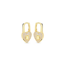 Love Struck Luxe Locket 14K Gold Vermeil & Pave Cubic Zirconia Huggie Earrings