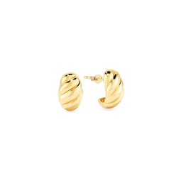 Love Struck Sweet Swirls 14K Gold Vermeil Dome J Huggie Earrings