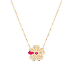 Love Struck 14K Yellow Gold Vermeil & Cubic Zirconia Lucky Clover Pendant Necklace
