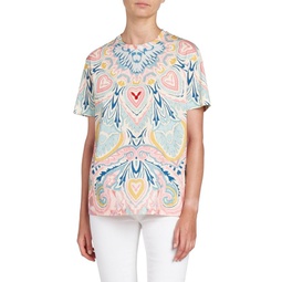 Boho Butterfly Print Silk Blend T Shirt