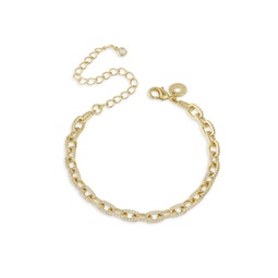 14K Goldplated & Pave Cubic Zirconia Chain Bracelet