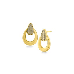 14K Goldplated & Cubic Zirconia Door Knocker Earrings