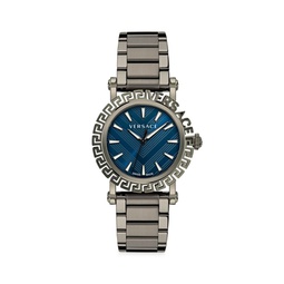 Greca Glam 40MM Gunmetal Tone Stainless Steel Bracelet Watch