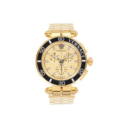 Greca Chrono 45MM Goldtone Stainless Steel Bracelet Chronograph Watch