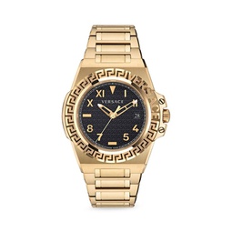 Greca Reaction 44MM IP Goldtone Stainless Steel Bracelet Watch
