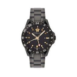 Sport Tech GMT 45MM IP Matte Black Stainless Steel Bracelet Watch