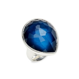 925 Wonder Silver, Mother Of Pearl & Rock Crystal Teardrop Ring