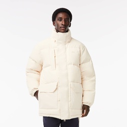 Mens Removable Hood Midi Puffer Jacket