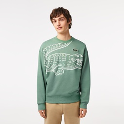 Men's Crew Neck Loose Fit Croc Print Sweatshirt