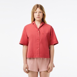Womens Oversized Short Sleeved Cotton Shirt