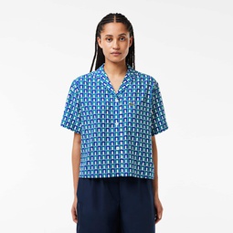 Womens Oversized Short Sleeve Patterned Shirt