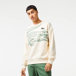 Men's Crew Neck Loose Fit Croc Print Sweatshirt
