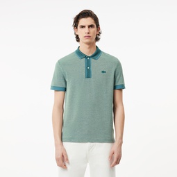 Mens Regular Fit Contrast Collar Texturized Pique Polo