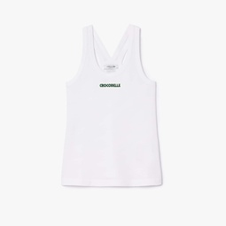 Womens Embroidered Pique Tank Top