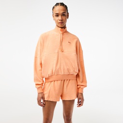 Women's High-Neck Terry Cloth Half Zip Sweatshirt