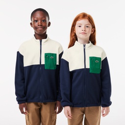 Kids Zipped Contrast Detail High-Neck Sweatshirt
