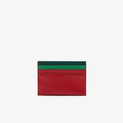 Menu2019s Overstitched Tricolor Smooth Leather Card Holder