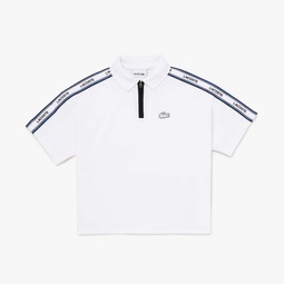 Kids Printed Bands Zippered Collar Polo