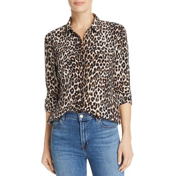 Slim Signature Leopard-Printed Silk Shirt