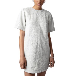 Riddy Cuir Froisse Textured Leather Tee Dress