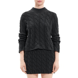 Wool & Cashmere Cable Knit Mock Neck Sweater