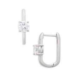Cubic Zirconia Geometric Hoop Earrings - 100% Exclusive
