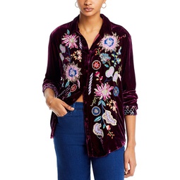Pacifica Embroidered Velvet Blouse