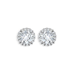Round Cubic Zirconia Pave Halo Stud Earrings - 100% Exclusive