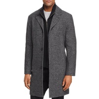 Sweater Bib Wool Blend Twill Coat