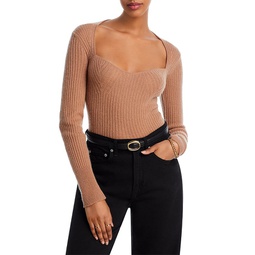Ribbed Sweetheart Neck Cashmere Sweater - 100% Exclusive