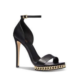 Womens Jordyn Almond Toe Chain Detail Black High Heel Platform Sandals