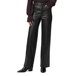 Sasha Faux Leather High Rise Wide Leg Jeans in Black