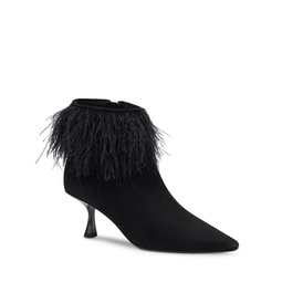 Womens Marabou Embellished Pointed Toe Booties