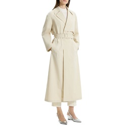 Cotton Blend Long Trench Coat