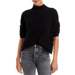 Rolled Edge Mock Neck Brushed Cashmere Sweater - 100% Exclusive