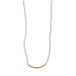 Hammered Bar Beaded Collar Necklace, 16-18