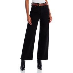High Rise Wide Leg Cropped Jeans in Black