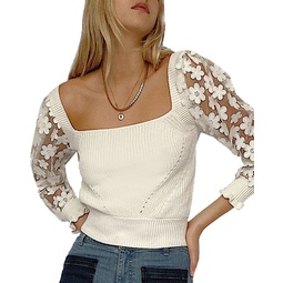 Juliet Mozart Lace Sleeve Sweater