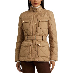Diamond Quilted Belted Coat