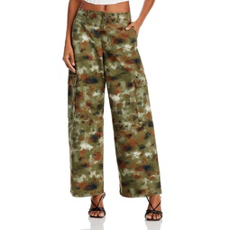 Baggy High Rise Wide Leg Cargo Jeans in Mossy Green