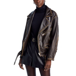 Dylan Leather Zip Front Jacket